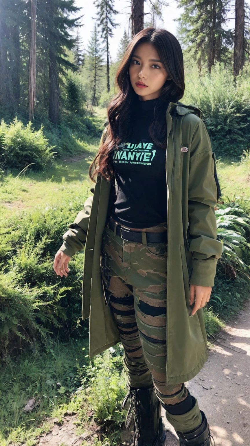 Attractive woman [Gunman:Bounty Hunter:0.4] Standing in the End Wilderness (Glitch Wave Style:1) 