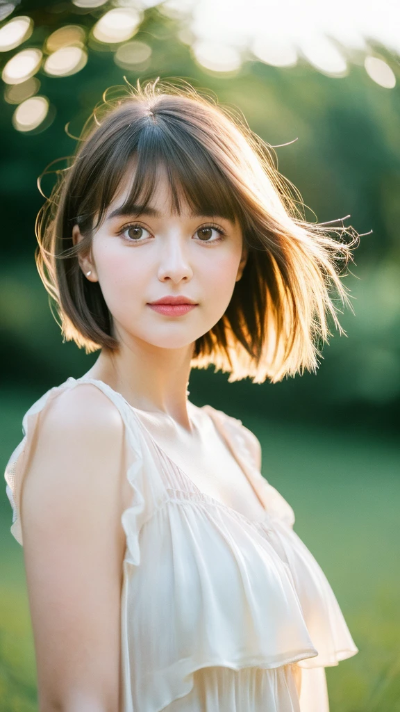 (Random Nationality):1.5, masterpiece, Highest quality, 8K, 20th Generation, (Large Breasts:1.2), cute, alone, sad, close, cute, Girlish, Delicate girl, Pure beauty, RAW Photos, Professional photography, Portraiture, Soft Light, Professional Lighting, Backlight, Upper Body, avert your eyes, Sophisticated, Film Grain, (Eyes and facial details:1.0), Beautiful straight hair, Hair swaying in the wind, Silk blouse, Random hairstyle