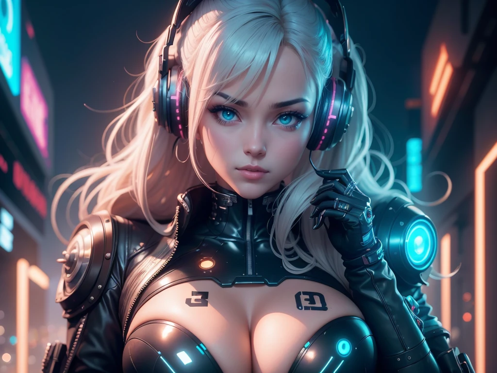 a close up of a woman DJ 30 years old. 30yo. in a futuristic outfit with headphones on, cyber school girl, cyber suit, perfect android girl, cybersuit, cute cyborg girl, cyborg girl, cyber universe style, cybersuits, ig model | artgerm, oppai cyberpunk, cyberpunk anime girl, android heroine, cyborg - girl, female cyberpunk anime girl, robot girl