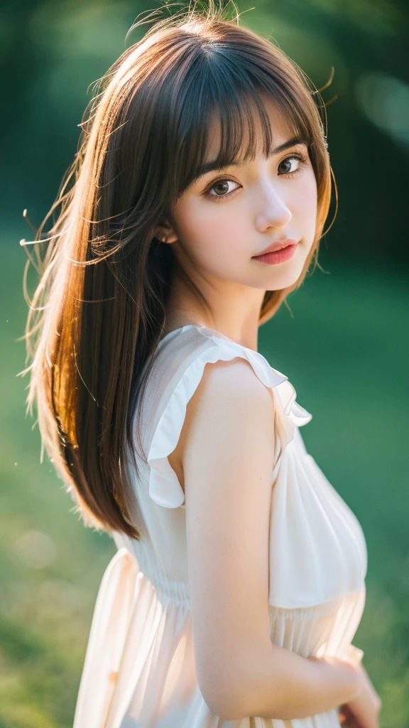 (Random Nationality):1.5, masterpiece, Highest quality, 8K, 20th Generation, (Large Breasts:1.2), cute, alone, sad, close, cute, Girlish, Delicate girl, Pure beauty,  RAW Photos, Professional photography, Portraiture, Soft Light, Professional Lighting, Backlight, Upper Body, avert your eyes, Sophisticated, Film Grain, (Eyes and facial details:1.0), Beautiful straight hair, Hair swaying in the wind, Silk blouse, Random hairstyle
