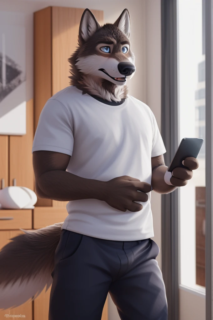 degree(Zveropolis), wolf, Gray Fur, (brown body:1.3), Blue eyes, Zveropolis, dressed, t-shirt, pants,women's sandals,canine, wolf, detailed fur, male, antro, paw pads, finger claws, waving, waving at viewer, 5 fingers, paws, 4 toes,sandals, sitting in the store reconciling,
BREAK from nextel, for dating, by xenoforge, (difficult, high detail, film photography, soft focus, RAW explicit cinema,home apartment,women's sandals
фотореализм, realistic, photorealistic, digital style, Subsurface scattering,
masterpiece, Best quality, ultra realistic, 8 k)