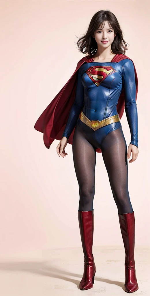 No background、(((Beautiful legs in black tights.)))、(((Legally express the beauty of your smile)))、((((Make the most of your original images)))、(((Supergirl Costume)))、(((Beautiful very short hair)))、(((suffering)))、(((Please wear black tights....、Wear red boots)))、((Best image quality、8K))、((Highest quality、8K、masterpiece:1.3))、(((Preserve background )))、Sharp focus:1.2、Beautiful woman with perfect figure:1.4、Slim Abs:1.2、Wet body:1.5、Highly detailed face and skin texture、8K
