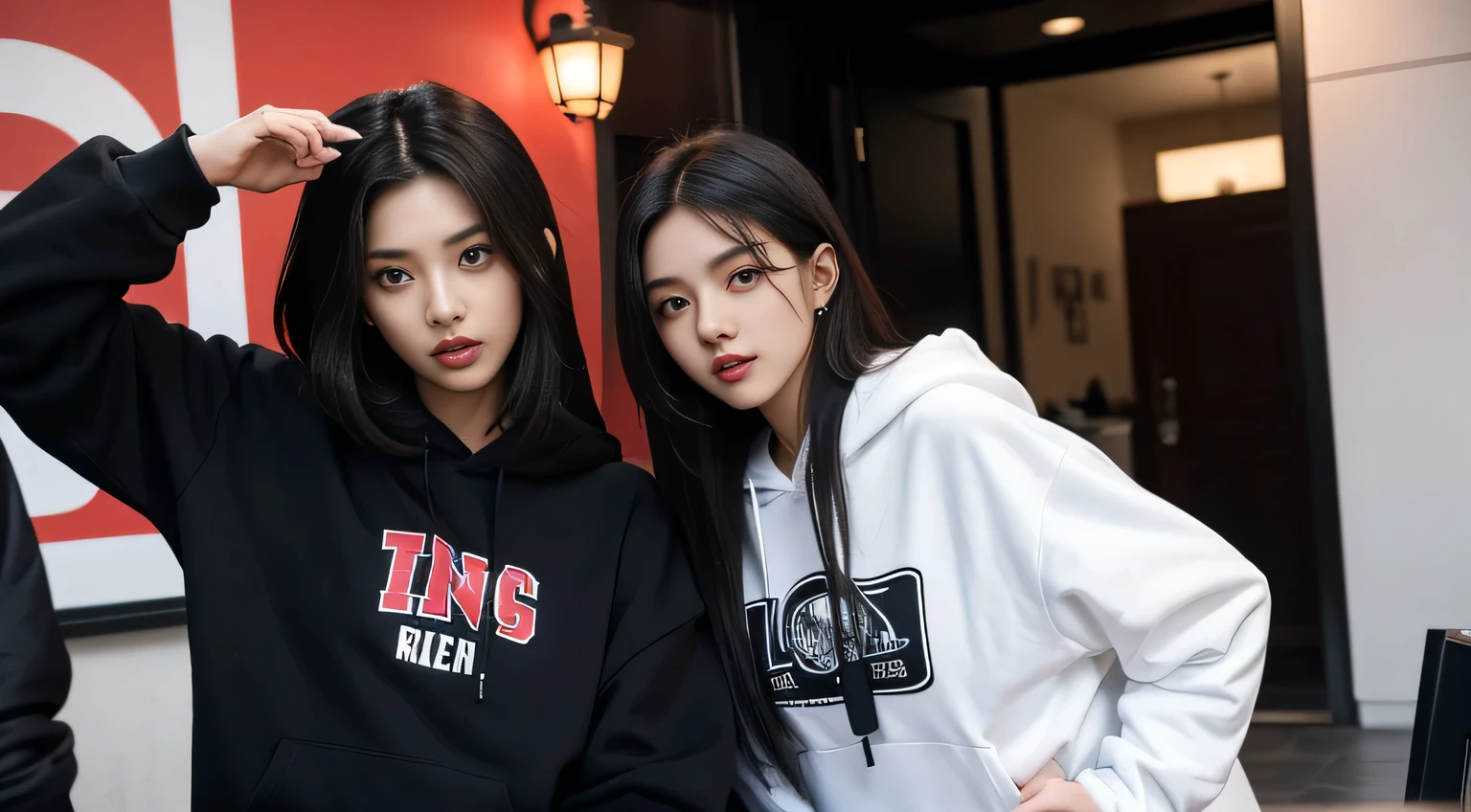 maasterpiece, best quality
beautiful schoolgirl, cute, beautiful girl, petite, (flat chest:1.3), porcelain skin, pale skin, very long hair,
(oversized hoodie),
(2girls), hug, touching,
white background, full body, body shot,
ultra realistic, ultra detailed, photo realistic, photorealism, detailed, realistic skin, detailed, photorealistic,