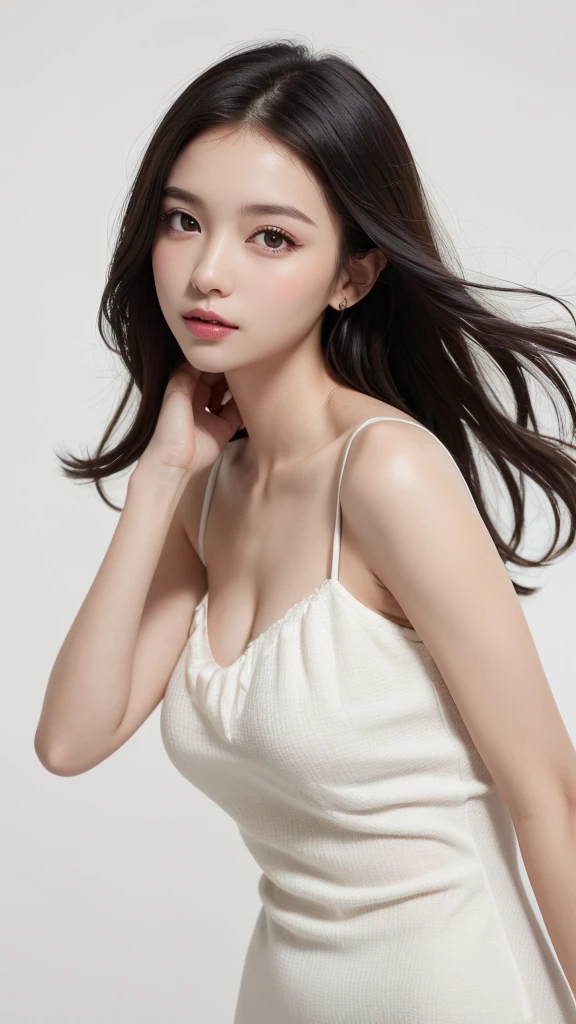 masutepiece, Best Quality, Illustration, Ultra-detailed, finely detail, hight resolution, 8K Wallpaper, Perfect dynamic composition, Beautiful detailed eyes, Women's Fashion Summer,Medium Hair,Small breasts natural color lip, Bold sexy poses,Smile,Harajuku、20 years girl、Cute、Sexy shot looking at camera