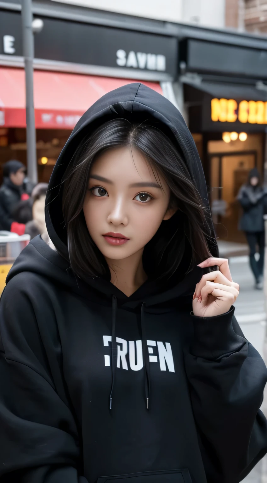 A man wearing a hoodie、Araf (Arav) A woman with long black hair poses for a photo, Ulzan, Larissa Manobar, Sakimichan, Watch Live 666, tzuyu from times, Black Pink'Larissa Manoban, Inspired by Ma Yuanyu, Use your index finger, Lee Ji-eun plays the super villain