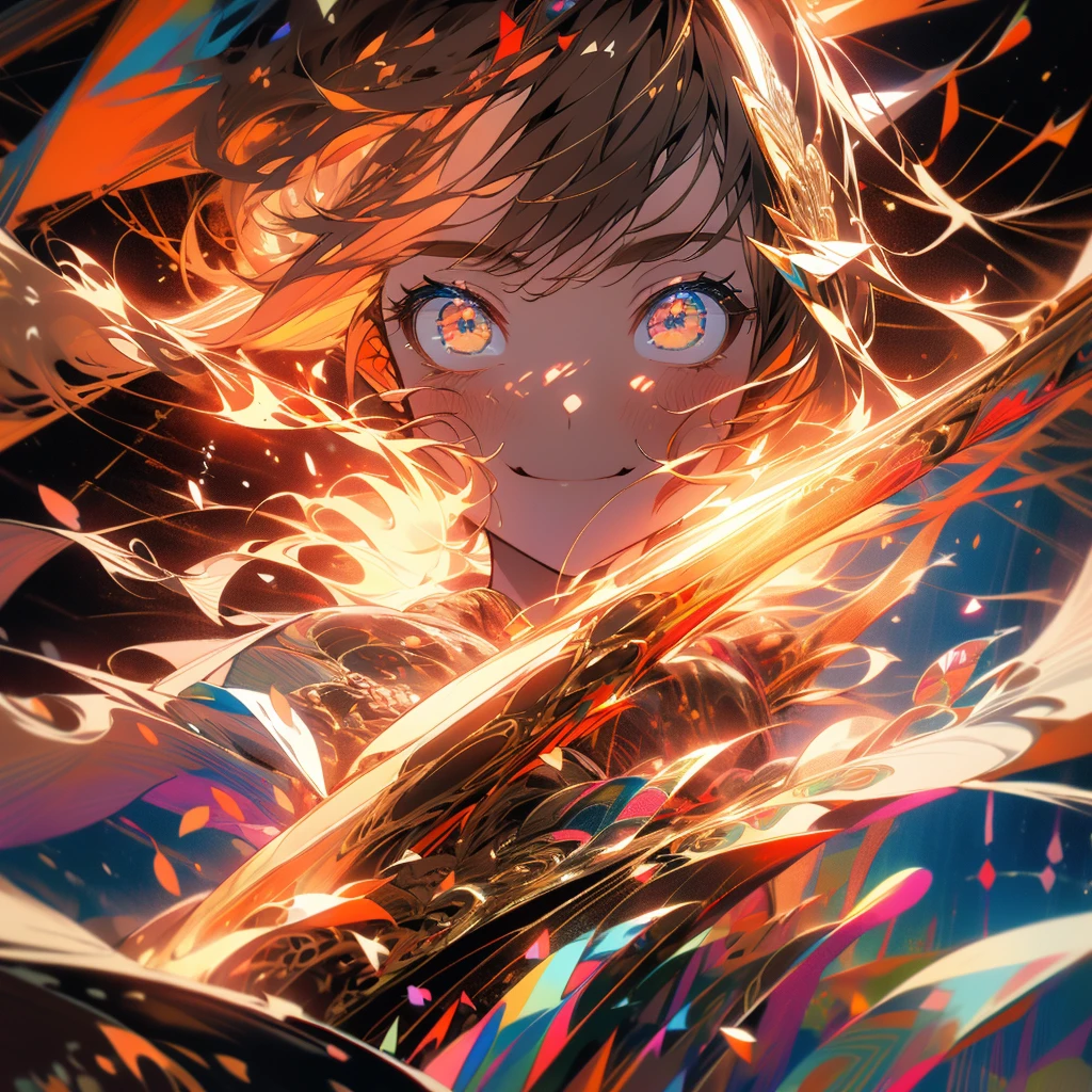 (Beautiful and aesthetic:1.2)、(1 Girl:1.3)、(Brown color hair:1.2)、Wearing a red kimono、miracle、happinessそうなsmile、smile、happiness、Gypsophila in full bloom、Fantastic space、(masterpiece, Highest quality, Highly detailed CG, Beautiful fine details, Super detailed, Intricate details:1.2), 8k wallpaper, Elaborate features, (One girl, alone:1.4), Long Hair, Striped Hair, Fairy, View Viewer, Brown-colored eyes,  Mysterious,white flame,Red and white flowers、wedding、