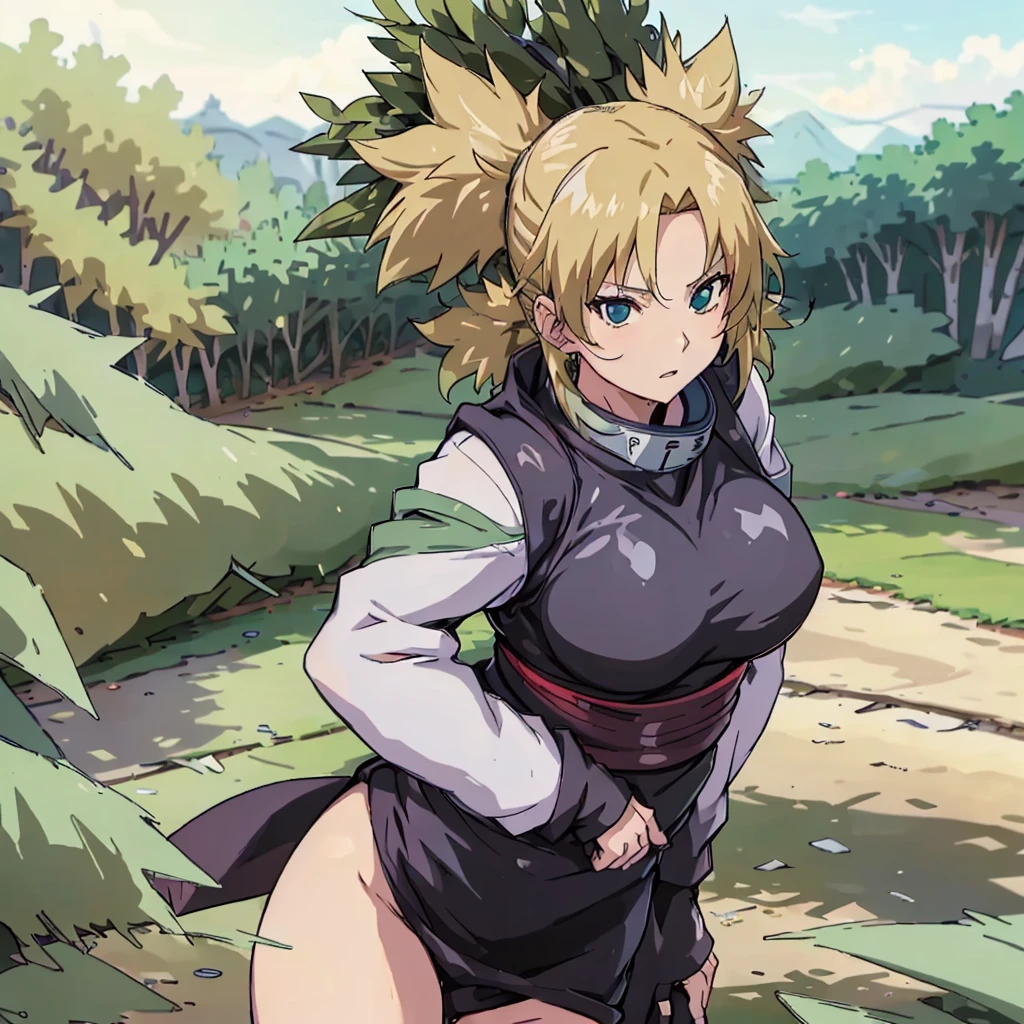 y adult woman,Temari,standing still,huge bre her new sexy ninjyberpunk, outfit,show lot her body and open chest,hentai,snfw,body,age30,2 piggy tales