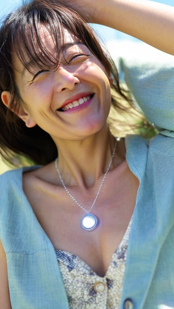 Power stone necklace, happiness, heaven, Japanese woman, 50 years old