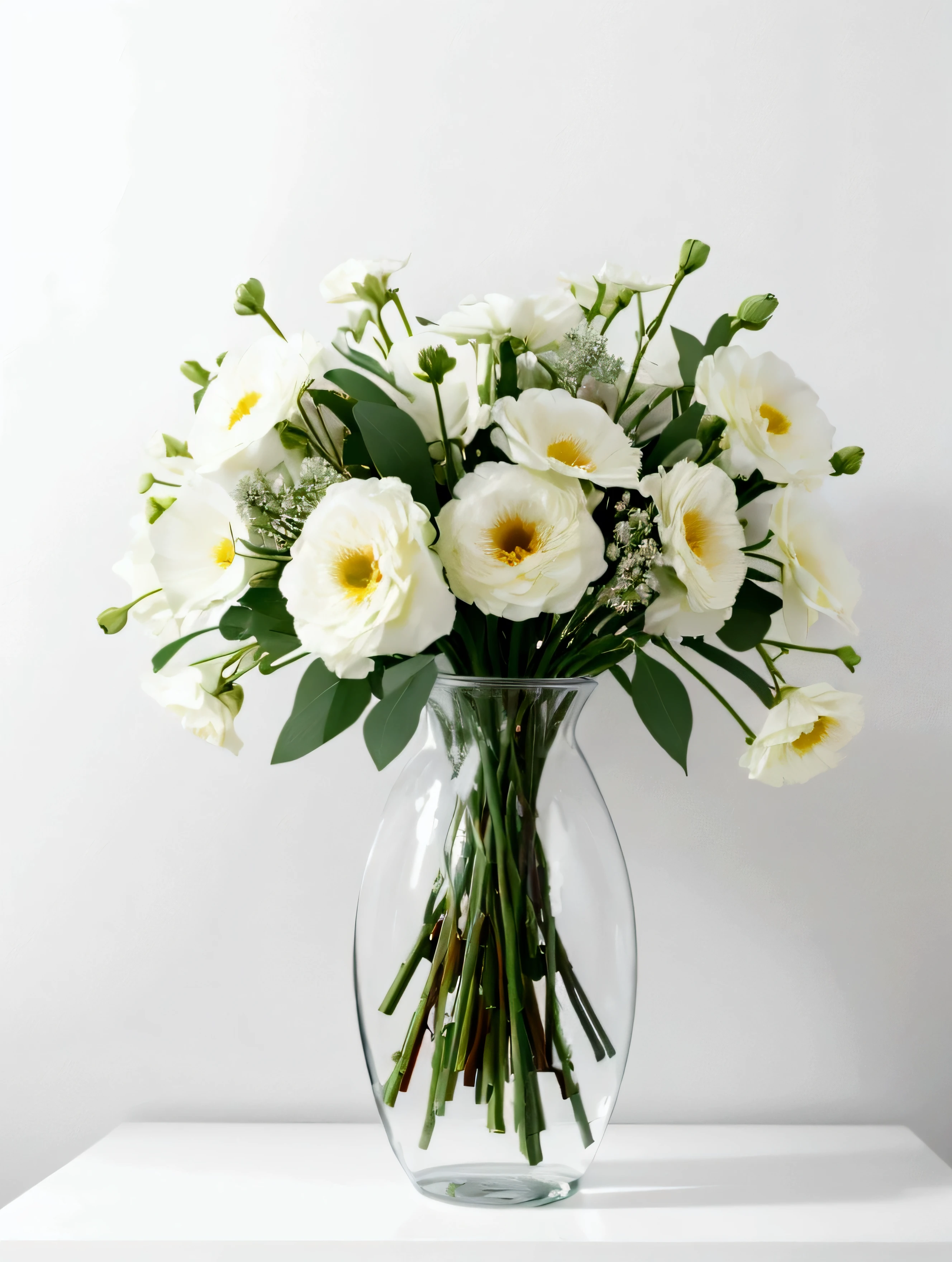 White background,a bouquet, Made of flowers, Perfect minimalist composition, , elegant composition, Beautiful composition 3-d 4k, Background still life photo