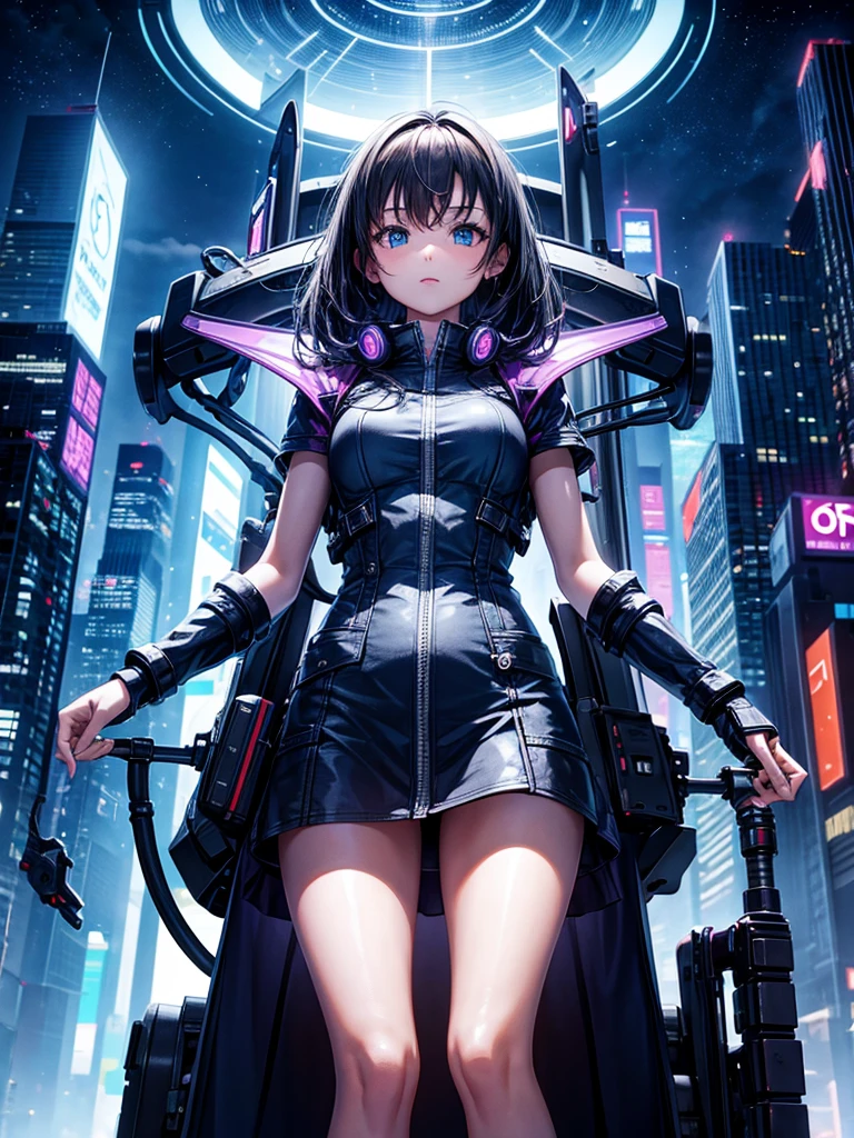 Highest quality,Highest Resolution,Girl from the future,ＳＦTraveling on a movie-like machine,Night City,