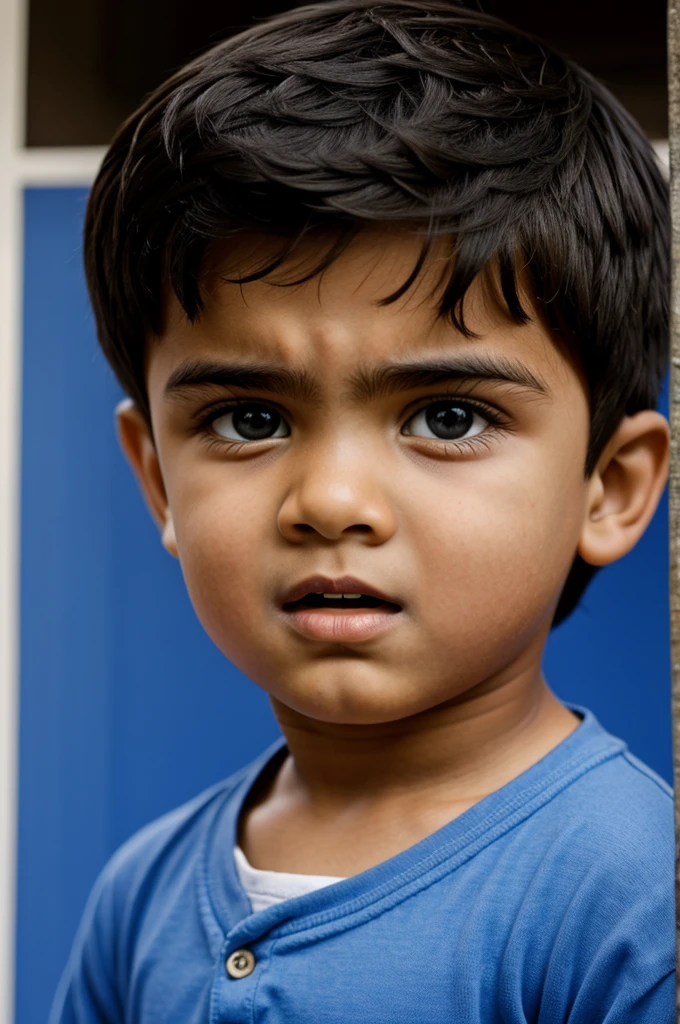 Young boy Ali looks surprised