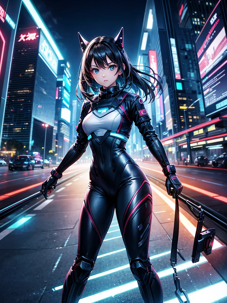 Highest quality,Highest Resolution,Girl from the future,Android,Night City,Get on board,Move fast,