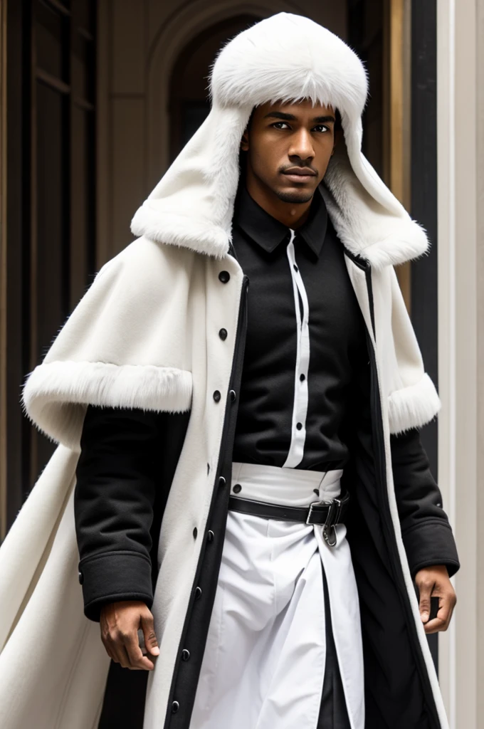 man,tall white,Delgado ,black fur