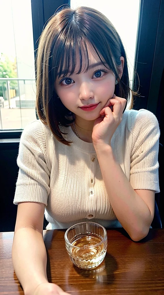 (8K, raw photo:1.2), detailed face and eyes,best quality, Super high resolution, very detailed ,intricate details ,table top ,a cute girl , soft cinematic light, hyper detailing,sharp focus, high quality, blonde hair, bob cut