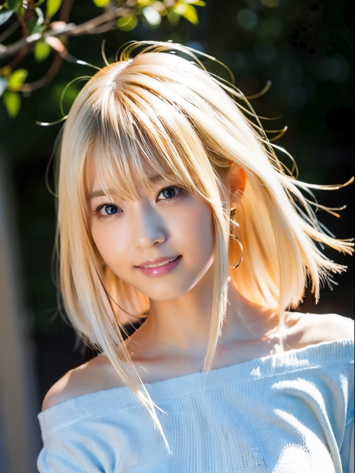 shiny bright blonde hair、Dazzlingly sexy、 17 years old cute sexy little beautiful face 、Shiny hair dancing in front of a pretty face、Long, silky bangs that cover the eyes、Glowing pale light blue eyes、Hair that hides the face、Hair is too long、Sexy and cute young woman、Very long blonde shiny light hair,,,、dressing、T-Shirts、Big ample breasts、Bright expression、White beautiful skin、Cheek luster、Small Face Beauty、