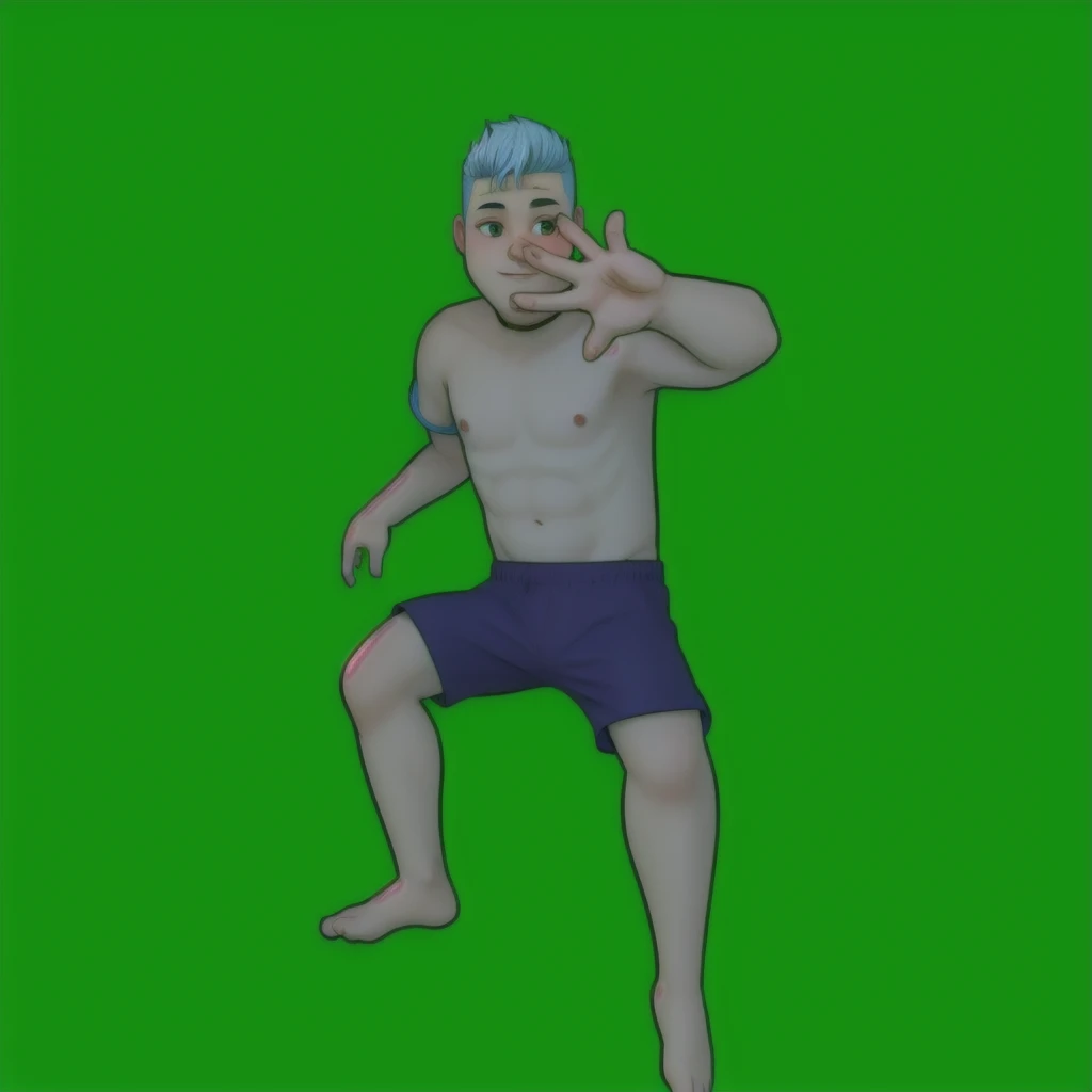 gray boy in shorts