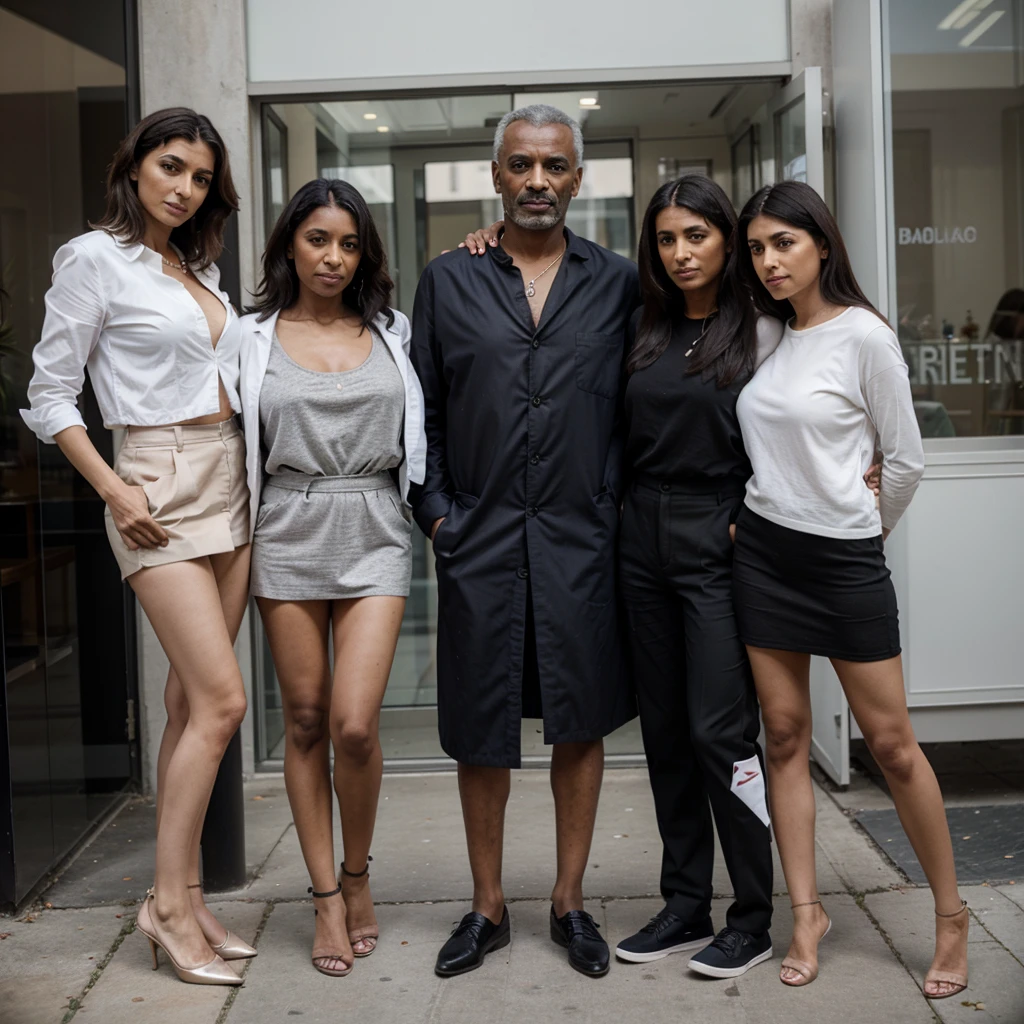 Malik, âgé de 54ans avec ses trois femmes