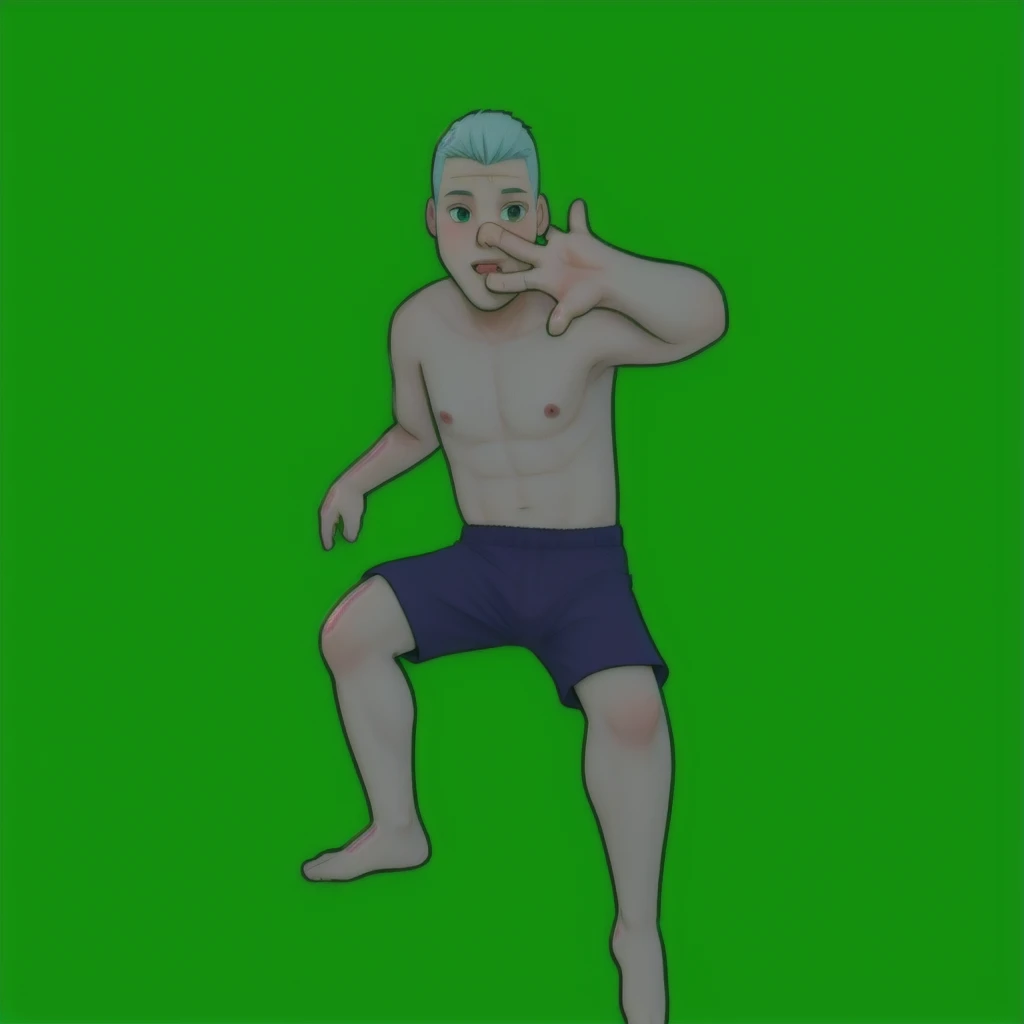 gray boy in shorts