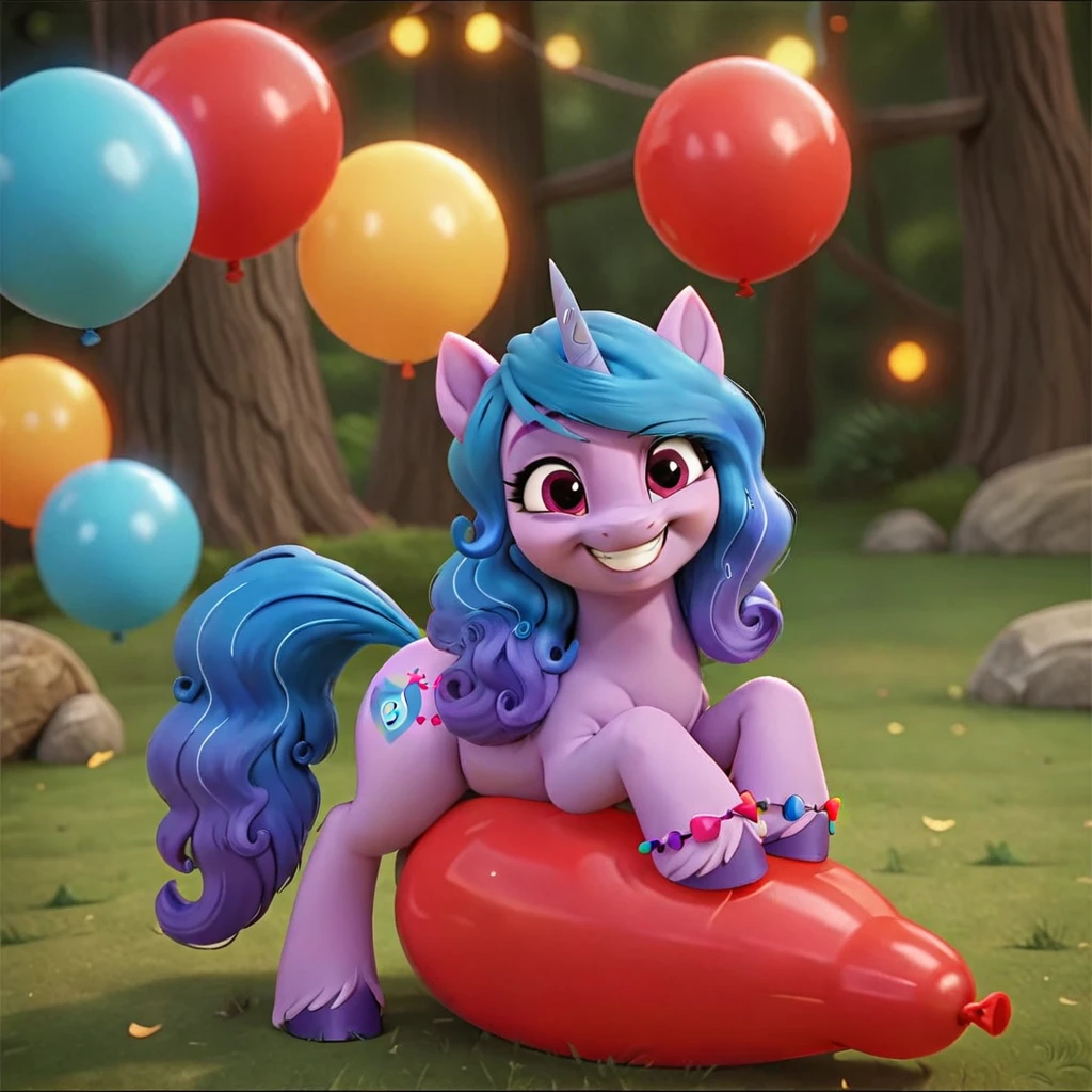 cinematic film still score_9, score_8_up, score_7_up, score_6_up, score_5_up, score_4_up, Digital art, cute,
Izzy Moonbow, earth pony, muscular, smirking, feral,
rating_questionable,
meadow,
(balloon fetish, looner, sitting on a balloon, balloon sitting:1.2),
(detailed balloon, one balloon, sitpop:1.3),
thick thighs, balloon fetish, sitting on a balloon, one balloon, too heavy,
(tied balloon, tight balloon, necked balloon:1.2),
foreshortening, depth of field, motion lines,
emphasis lines, impact emanata,
screencap, . shallow depth of field, vignette, highly detailed, high budget, bokeh, cinemascope, moody, epic, gorgeous, film grain, grainy