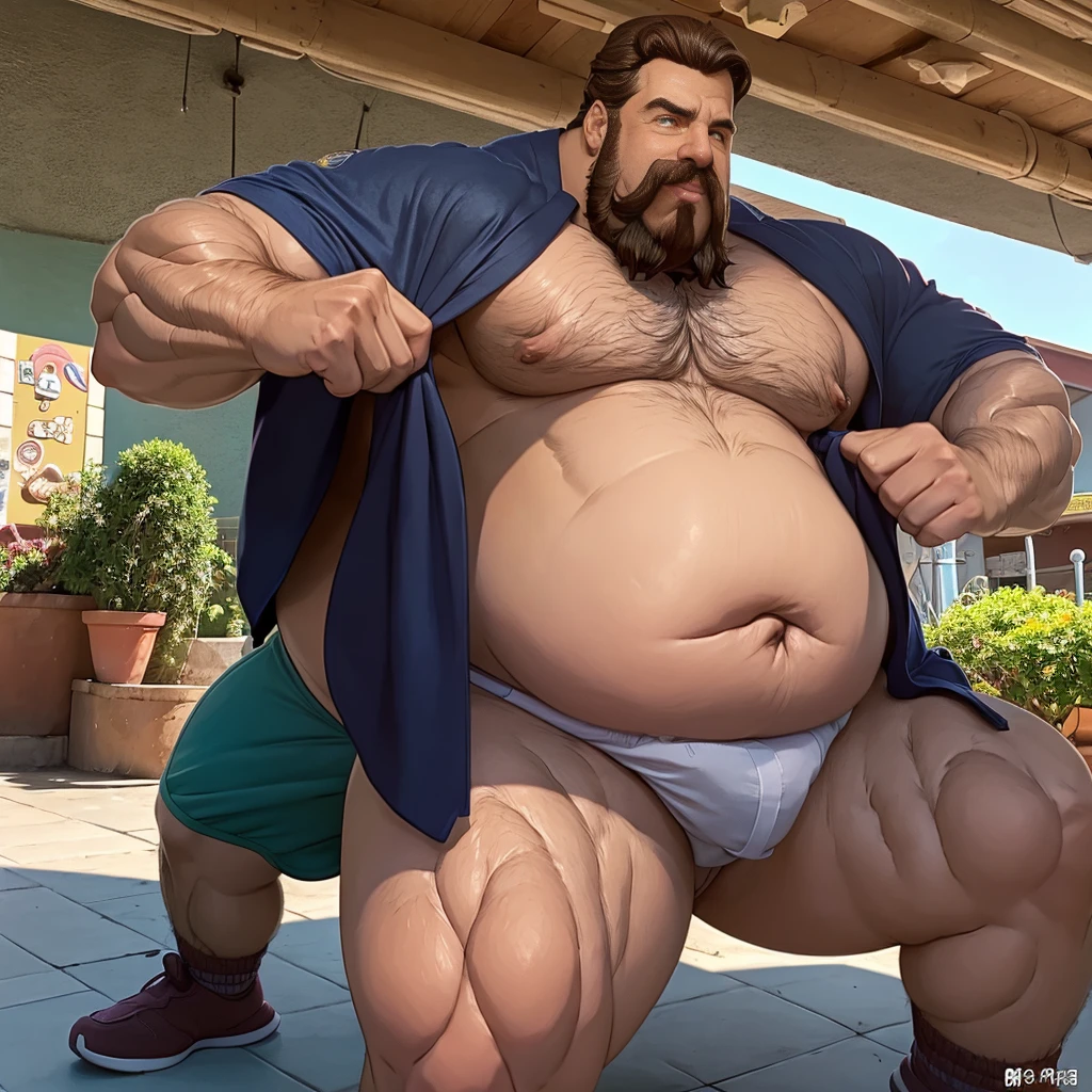 Zootopia Cool Huge Pig Anime style, full body image, neighborhood style, big obese Kid (very Hairy), in Zootopia Steps Weight gain progress in underwear clothes, He is a huge obese Glotton, He is a underwear super model washing your clothes in a public laundry, detailed face, detailed eyes, detailed nose, defined face, big belly, high resolution settings, settings to fix face, high, Whismical model, detailed eyes, detailed hands antro, male, cerdo:2.0,cerdo nose,cerdo face,cuerpo rosa pálido:1.4,pelaje rosa pálido:1.2, porcine ,dark brown beard:1.8,Cabello castaño oscuro, pezones, (gimnasia, usando ropa deportiva, gimnasia clothes, almizcle:1.6, almizcle clouds:1.8,sudor:1.6,sudor body:1.6),Hombros anchos,masculino,Gordo, masculino face: 1.2, regordete, cuerpo ancho :1.6, imponente:1.5, pelusa gruesa y peluda en el cuello y el pecho:1.5,(mediana edad:1.5) ,(maduro:1.5),maduro face, maduro face, cara vieja,ojos negros,(cuerpo musculoso con brazos grandes, bíceps enormes y tripa musculosa gruesa: 1.0),pubis, cuerpo peludo:1.6, pelo en el pecho, pelo del vientre,(por xeonios)