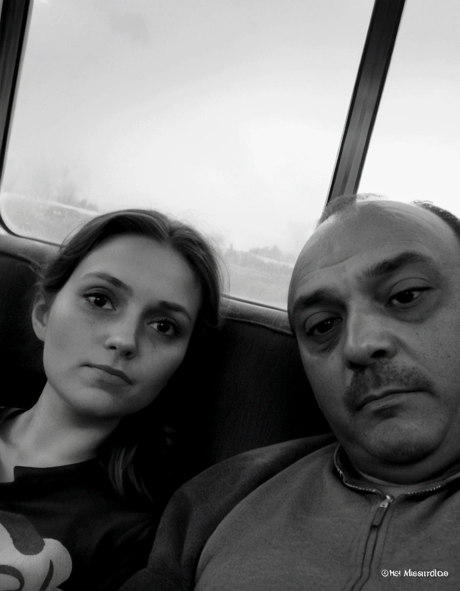 arafed man and a girl sitting on a sofa with a cell phone, grainy image, blurred image, desaturated!!, grainy black and white photo, very foolish, Mom and Dad, blurred face, bored, sat on the train, Snapchat photo, taken with sony alpha 9, iphone image, photo on iphone