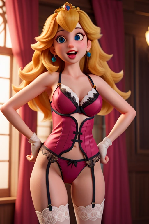 All textures in high quality and realistic details, princess peach,lingerie red,orgasm