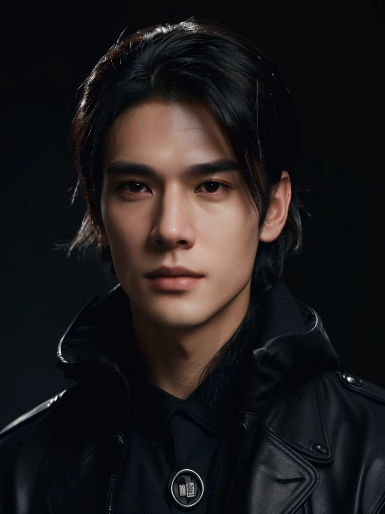 a close-up of a person in a black jacket and a black jacket, taken at the beginning of 2020, marco lense, profile image, profile pic, has sorte, style of seb mckinnon, Asian Male, headshot profile imageture, skin fair, Tae June Kim, highy detailed. Soft, boy face, bao pham