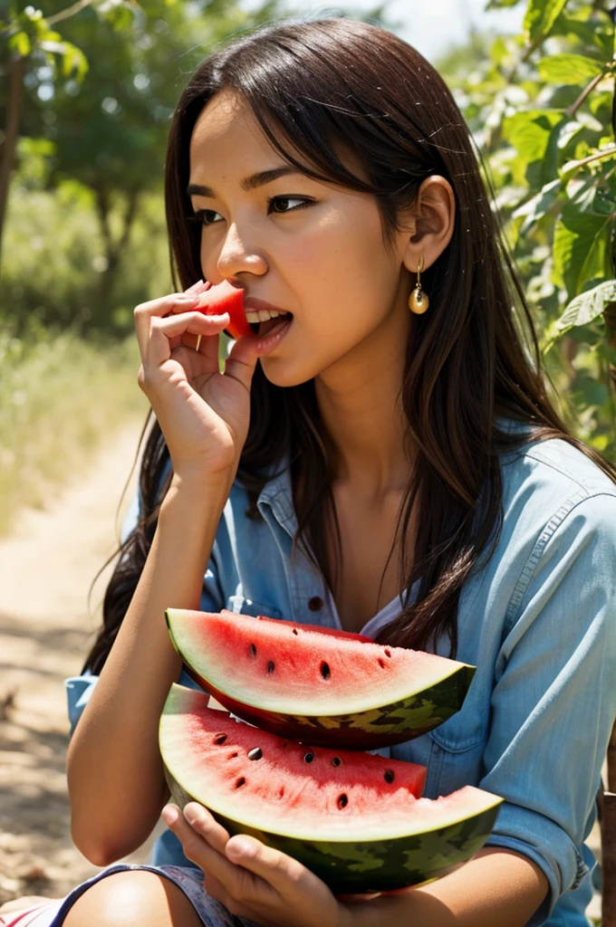 Yuuta woman eating watermelon