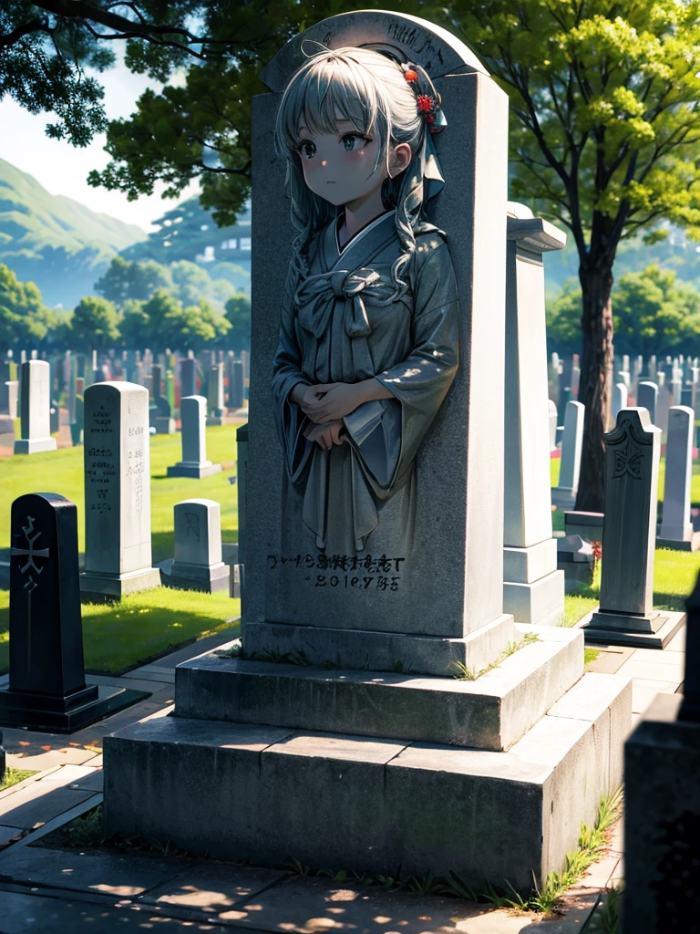 Highest quality,Highest Resolution,Cemetery,Gravestone,Girl,Japan,