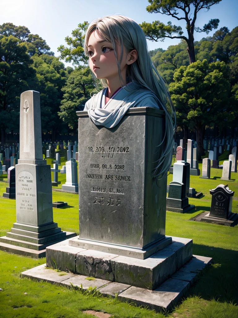 Highest quality,Highest Resolution,Cemetery,Gravestone,Girl,Japan,