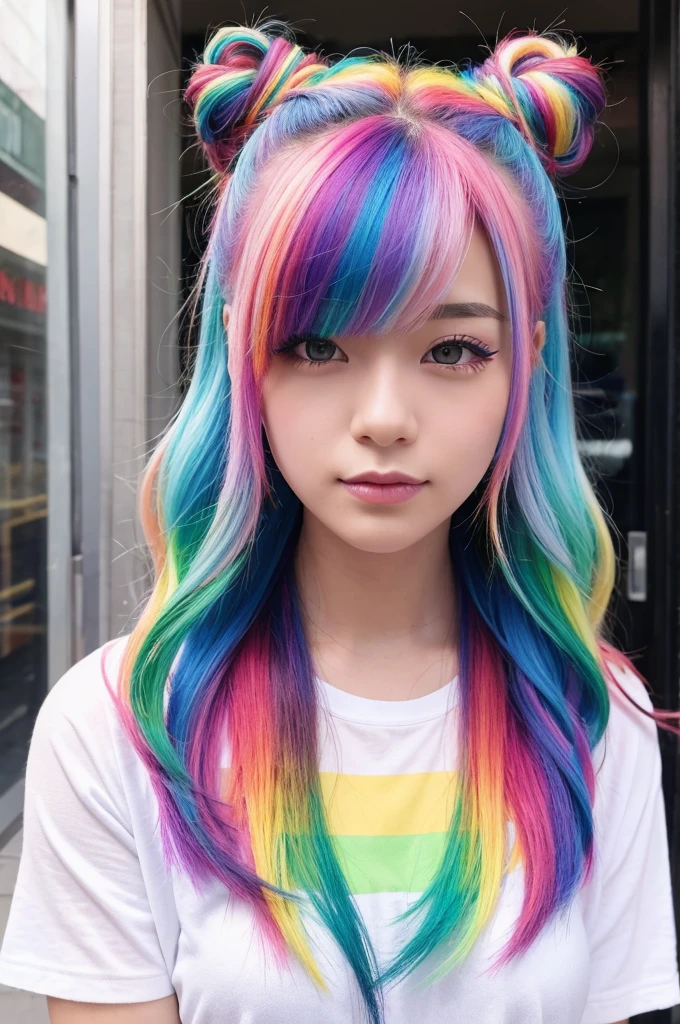 Girl with rainbow hair