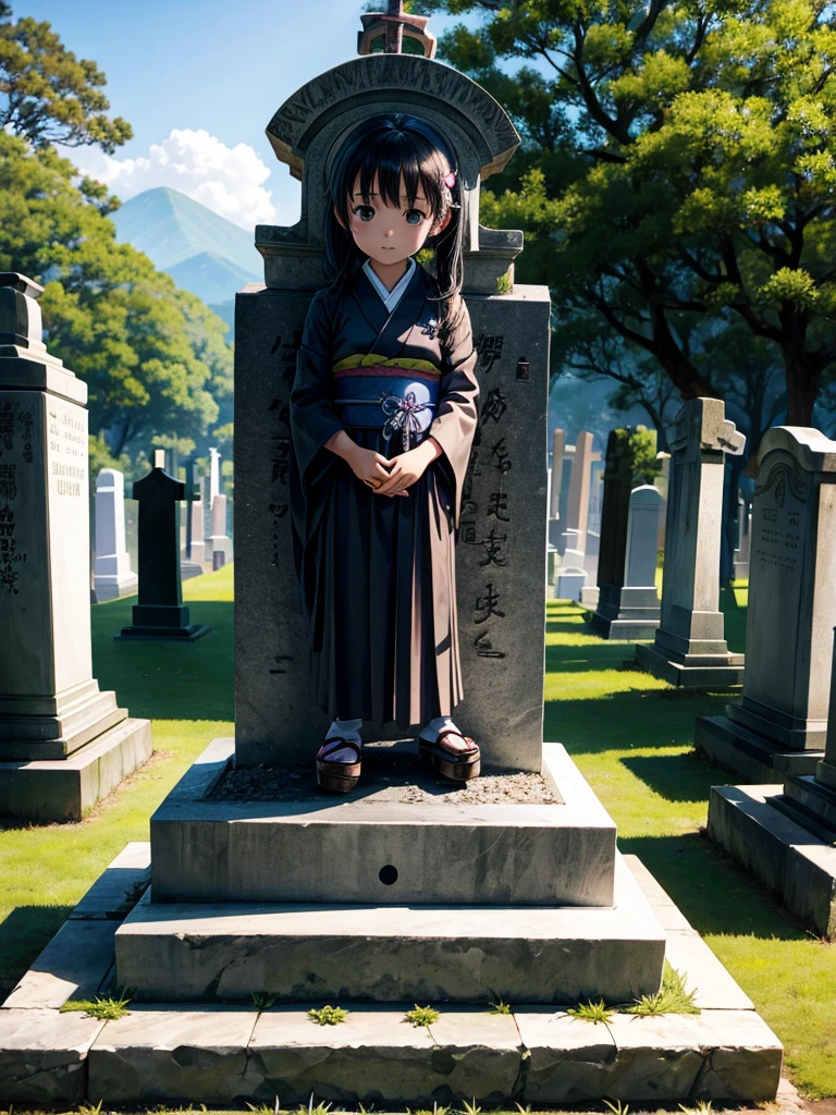 Highest quality,Highest Resolution,Cemetery,Gravestone,Girl,Japan,