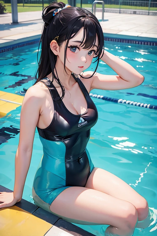 Highest quality、masterpiece、High sensitivity、High resolution、Detailed Description、One Woman、Slim Body、Dolphin Training、Large pool、