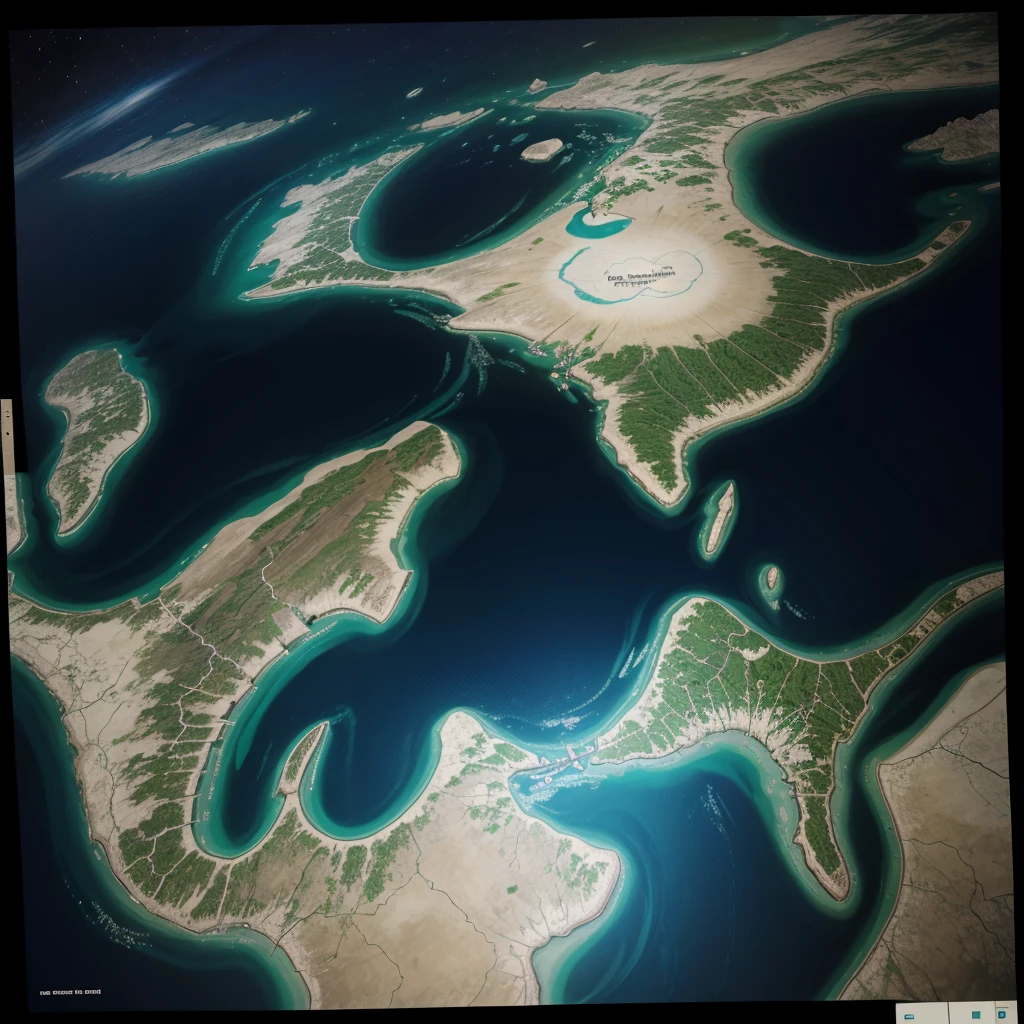 Create an image of a map of a fictional world with the regions of Brazil separated as continents of this new fictional world