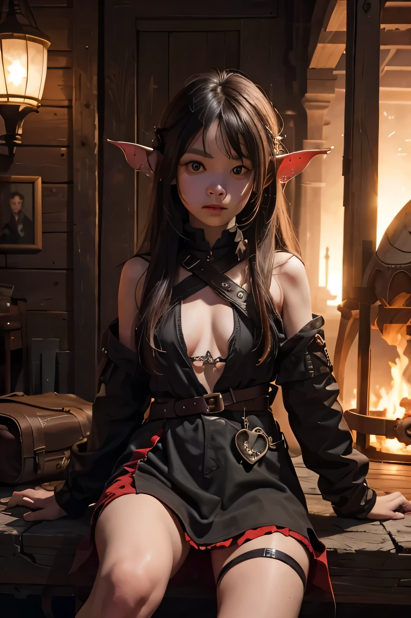 goblin girl,8k, ultra detail,((raw)) potret,half body