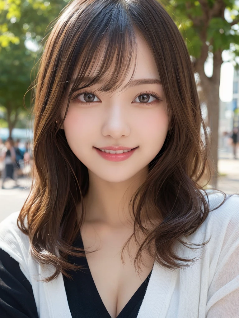 (8K, Raw photo:1.2), Detailed face and eyes, Best Quality, 超A high resolution, highly detailed, masterpiece, Cute Girl, huge laughing, View your audience, Soft cinematic light, Hyper-detailing, Sharp Focus, High quality,