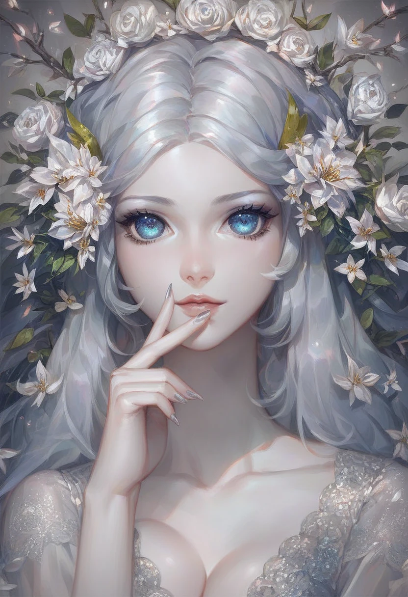 score_9,score_8_up,score_7_up,source_アニメ, Solitary, beautiful girl, Shining eyes, Perfect eyes, , Finger five, Silver Theme,