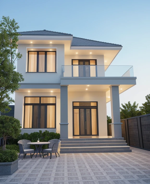 PLATFORM KTHOUSE, 1 morden villa, main material of villa about build color wall:1.2 glass panel:1.1 and stone:1.2, 1large yard, 1 road runs in front of the house, (RAW photo, real, best quality, masterpiece:1.2), look morden minimalist, 1 road in front of the house, dynamic lighting:1.3, (hyper realistic, photo-realistic:1.2), high quality, (dark lighting:1.2), perfect lighting, archdaily, no human
