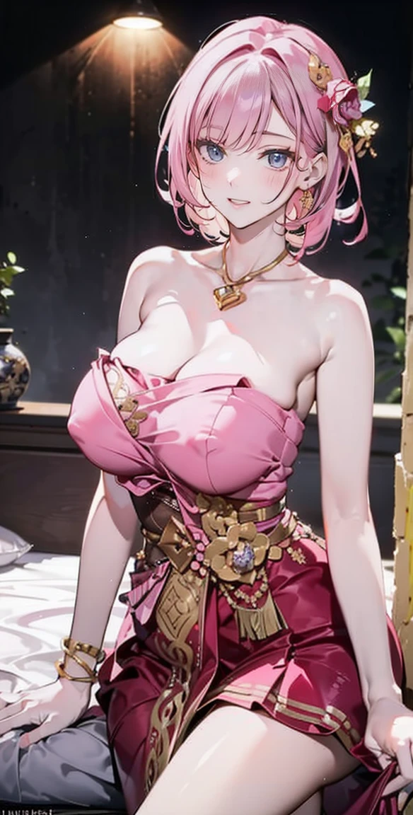 Group of 5 princesses,(5 young women,many young women), (in the bedroom), Various hair styles, harem, Wear a strapless Thai dress...,(very good,no panties) at night, detailed face,Complete breasts,fully, ((big breasts,Breast curtain,Partially naked)) short skirt, mule, Sleeveless , Show your armpits, at night, starry at night,(large areolae:1.4,pink,The nipples are clearly visible.....),((Various positions),(Look at the viewer.:1.5),milf, Highest quality、Highest picture quality、Masterpiece