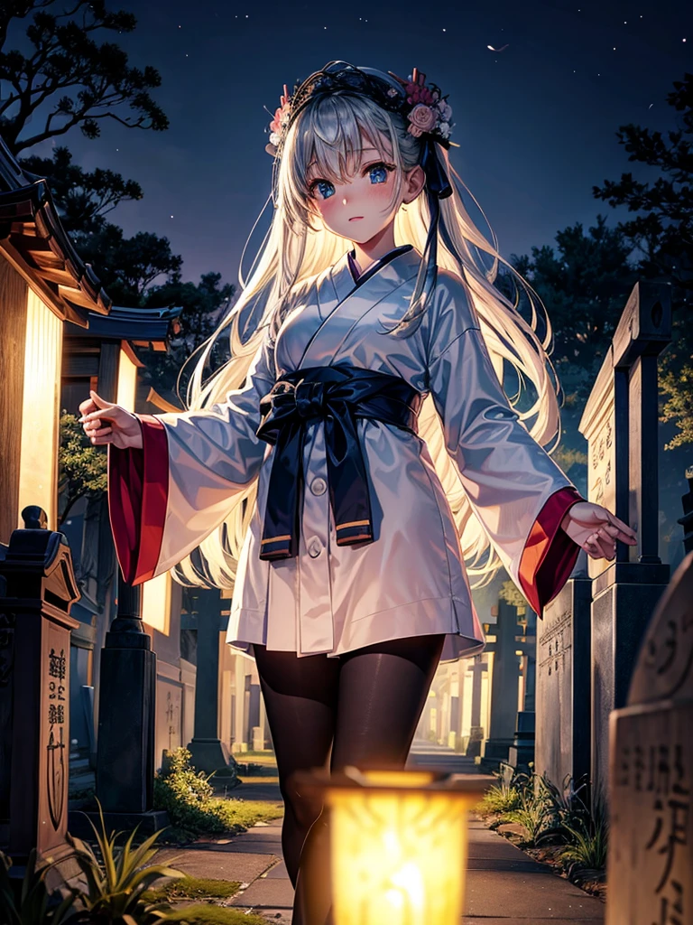 Highest quality,Highest Resolution,Cemetery at night,Ghost Girl,Japan,Ghost,