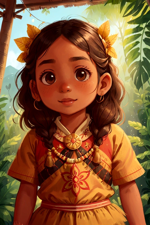 Create a beautiful 4K resolution close-up portrait of a Timorese girl wearing a traditional tais, capturing her cultural heritage and natural grace:
Visualize the Timorese girl with her distinct features: her dark, wavy hair styled naturally or adorned with traditional Timorese accessories like a woven headband or flowers. Her eyes should be expressive and warm, reflecting her connection to her heritage and community.
Dress the girl in a traditional tais, a handwoven textile unique to Timor-Leste. The tais should feature intricate patterns and vibrant colors, such as reds, blues, and yellows, highlighting the detailed craftsmanship and cultural significance of the garment.
Set the scene against a backdrop that reflects the natural beauty and cultural richness of Timor-Leste. This could include elements such as a serene coastal landscape, a traditional village setting, or a lush, tropical environment with hints of local flora and fauna.
The color palette should be rich and vibrant, with the colorful patterns of the tais standing out against the natural, earthy tones of the background. This contrast will highlight the beauty and uniqueness of the traditional attire.
The girl's expression should convey a sense of pride, warmth, and serenity, capturing the essence of her cultural identity. Her smile should be gentle and genuine, embodying her connection to her heritage and the timeless traditions of her people.
This portrait aims to celebrate the cultural heritage of Timor-Leste through the iconic image of a Timorese girl wearing a tais, capturing her natural beauty and the rich tapestry of her cultural background.