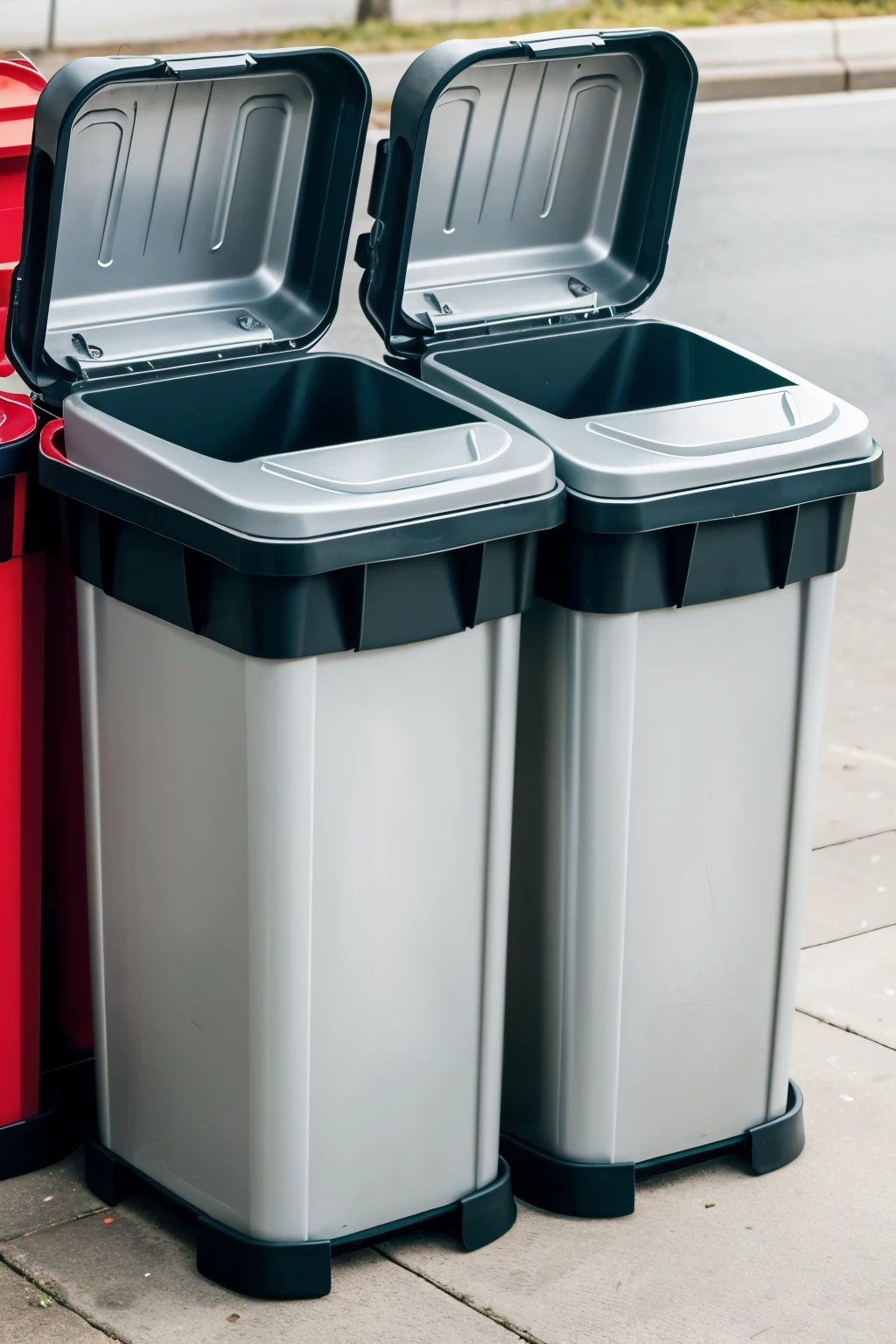 garbage cans that have a device to crush the garbage manually that have three separators for recycling
