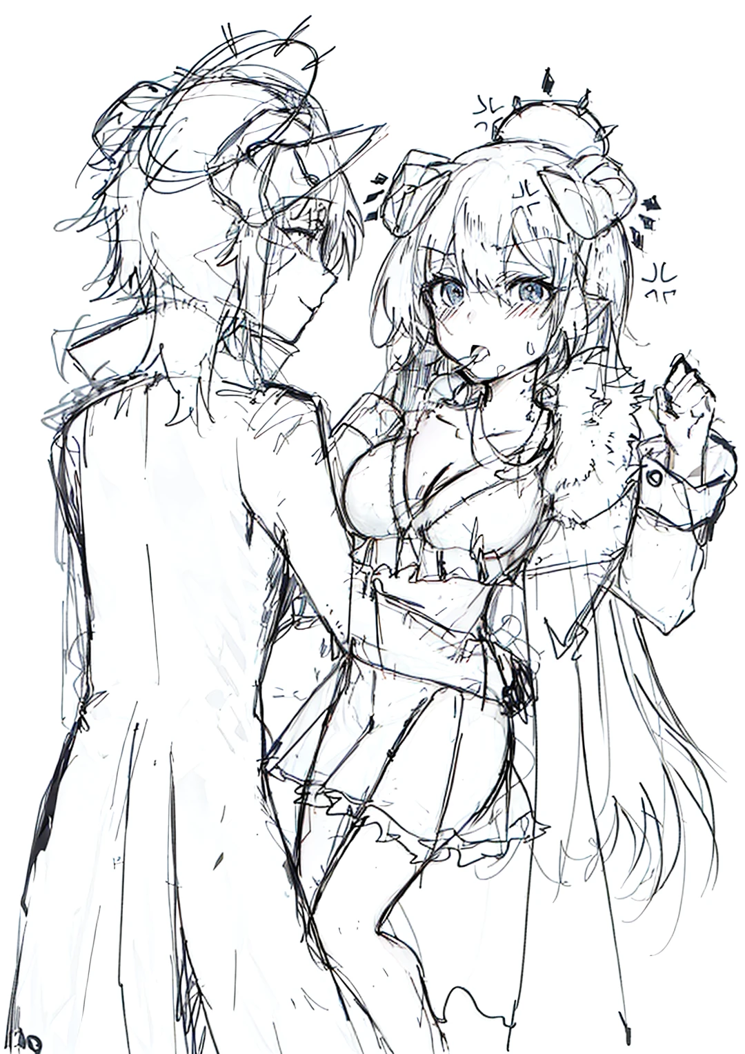 Hug, couple, tongue out
