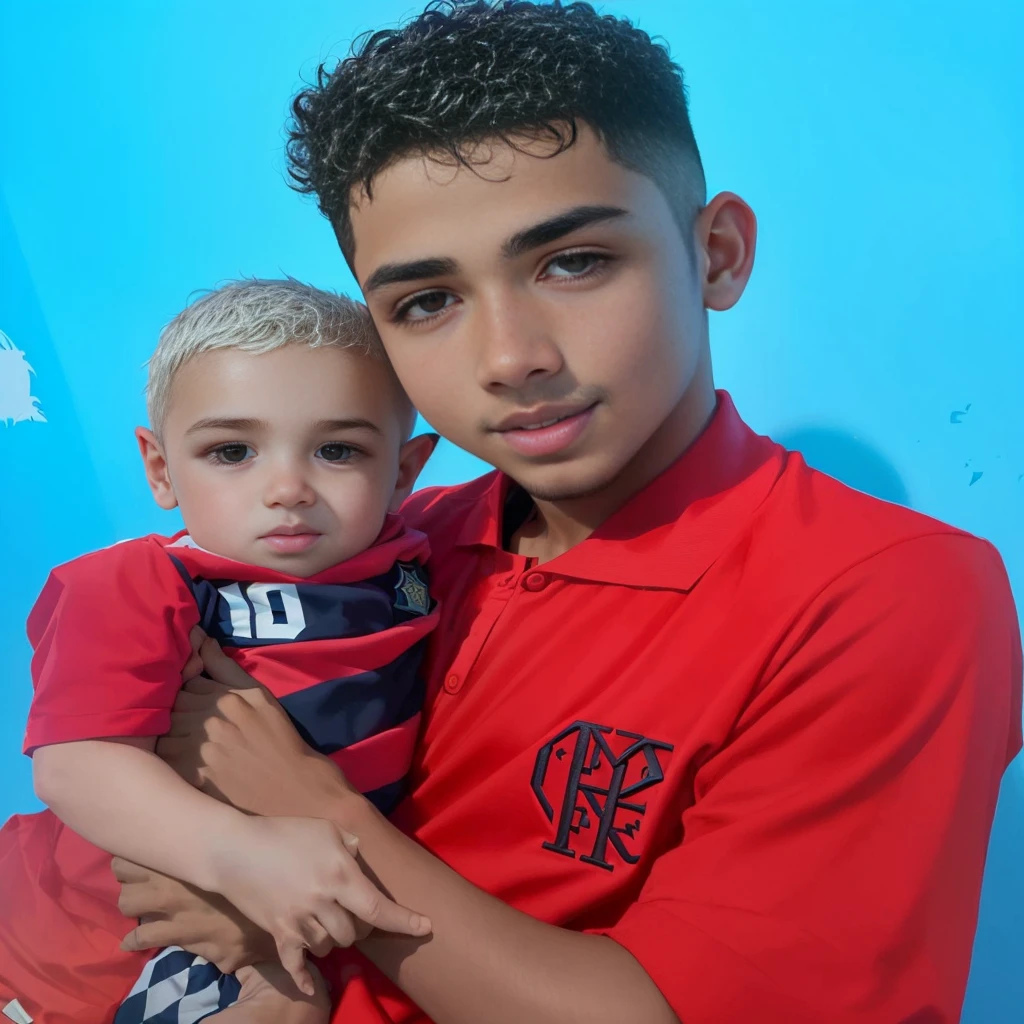 There is a boy holding a baby in his arms, Riyad Cassim, Phenomenon Ronaldo Nazário, José Miguel Roman France, with a , caio santos, mohamed reda, ronaldo luis nazario da lima, bowater charlie e brom gerald, Matthew 9 5, 1614572159