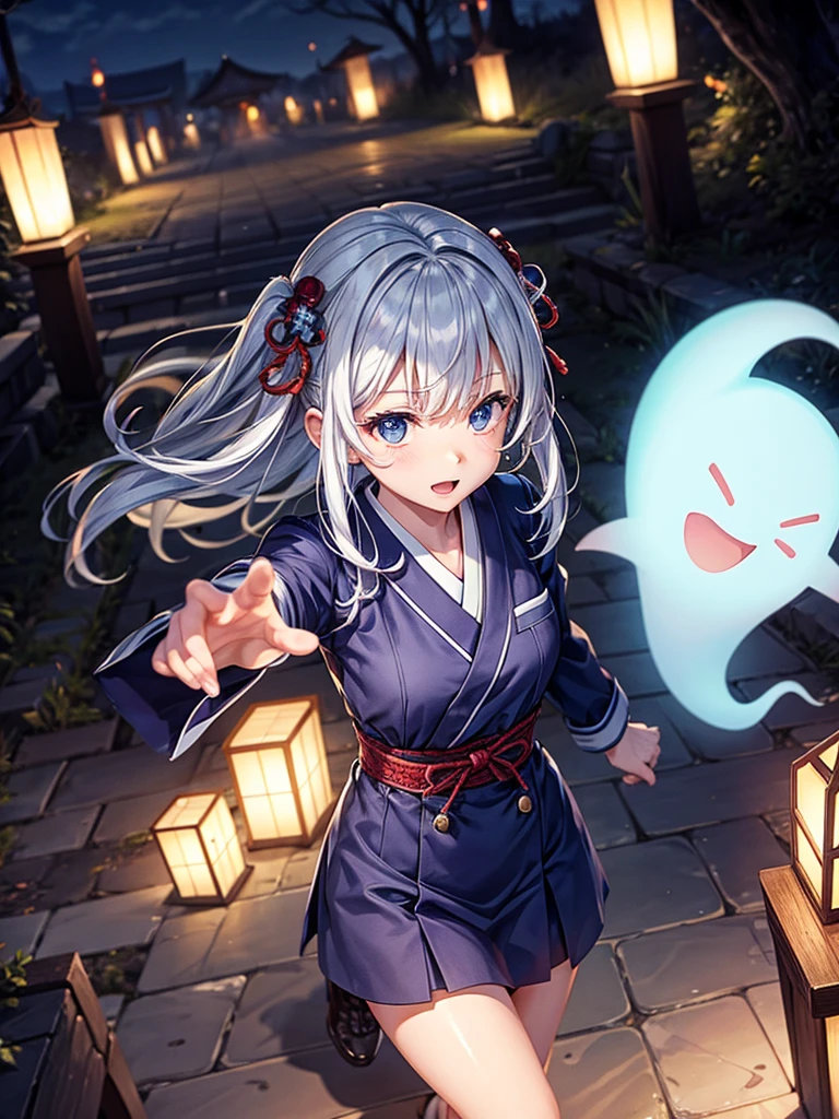 Highest quality,Highest Resolution,Cemetery at night,Ghost Girl,Japan,Ghost,