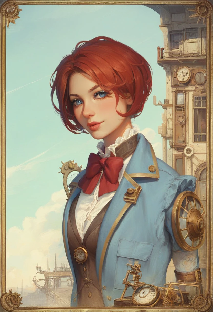score_9,score_8_up,score_7_up,source_アニメ,1girl,   13-year-old girl, Half-length photo, (Camera front), Detailed European faces, (Longing expression), (((Steampunk style close up))), ((Steampunk city background)), Raw, Analog style, Ultra-detailed photos, light, Art Station, 4K, Clear focus, high resolution, Delicate skin, Delicate eyes,