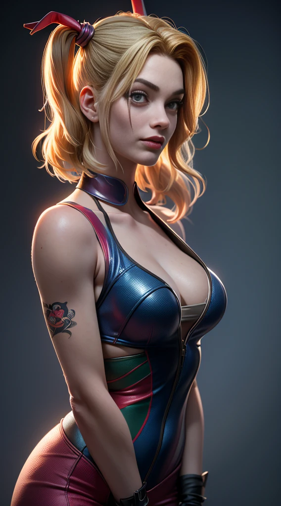 Margot Robbie as Harley Quinn in Suicide Squad, fully body, soft lighting, Dynamic English, realistic lighting, photo de Robert Adams, (natural skin texture, hyper- realism, smooth light, clearing: 1.2), (details Intricate: 1.12), hdr masterpiece, best qualityer, (highly detailed shot: 1.1), 8K, photorrealistic