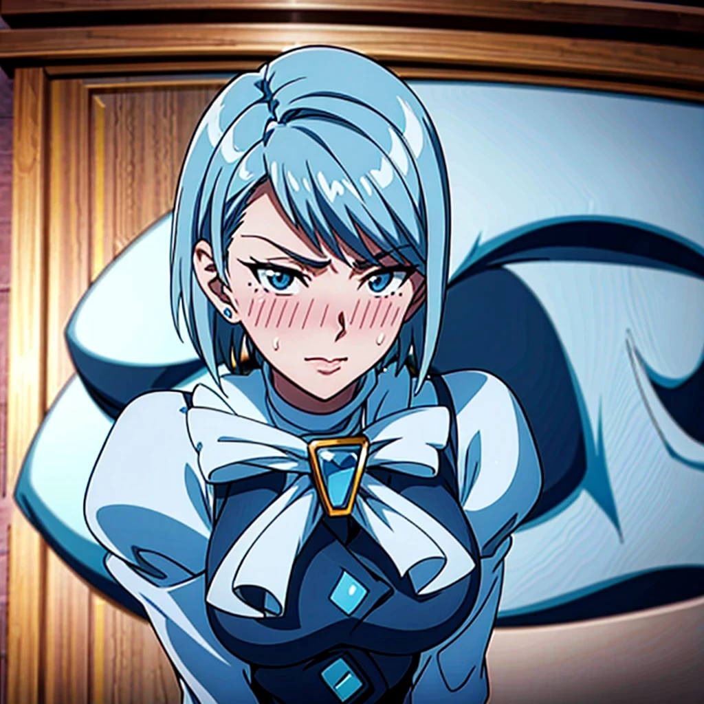 franziska von karma, blushing, hd, full quality, deepthroat, cum in face, penis