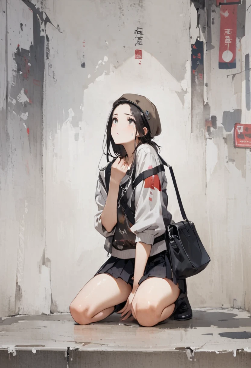 Lower Body Zoom、sit、Legs２Book、Arms out in front、Pussy、spread legs with squatting pose、I'm looking away、In town、bustling street、cap、Shoulder bag、mini skirt、Private Server、Girl、Girl、Younger、Baby Face、flat chest、forehead、Are crying、Both eyes open、Useless、Chat with friends
