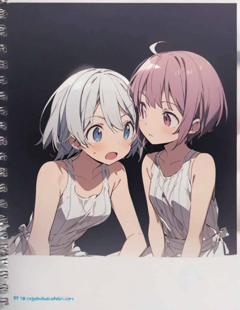 Two short-haired girls are having a conversation